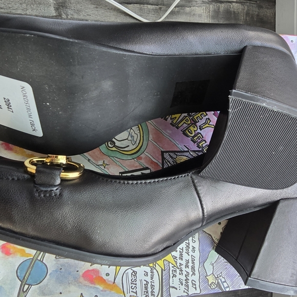 Jeffrey Campbell Black and Gold Heels with Chunky Design Size 8 Nwt - Picture 5 of 6